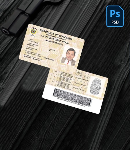 Colombia driving license version 2 PSD